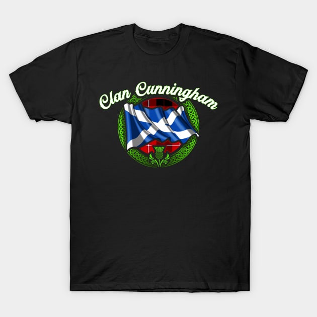 Scottish Flag Clan Cunningham T-Shirt by Celtic Folk